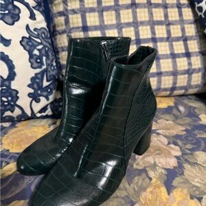 INC International Concepts Green Ankle Booties with Croc Texture